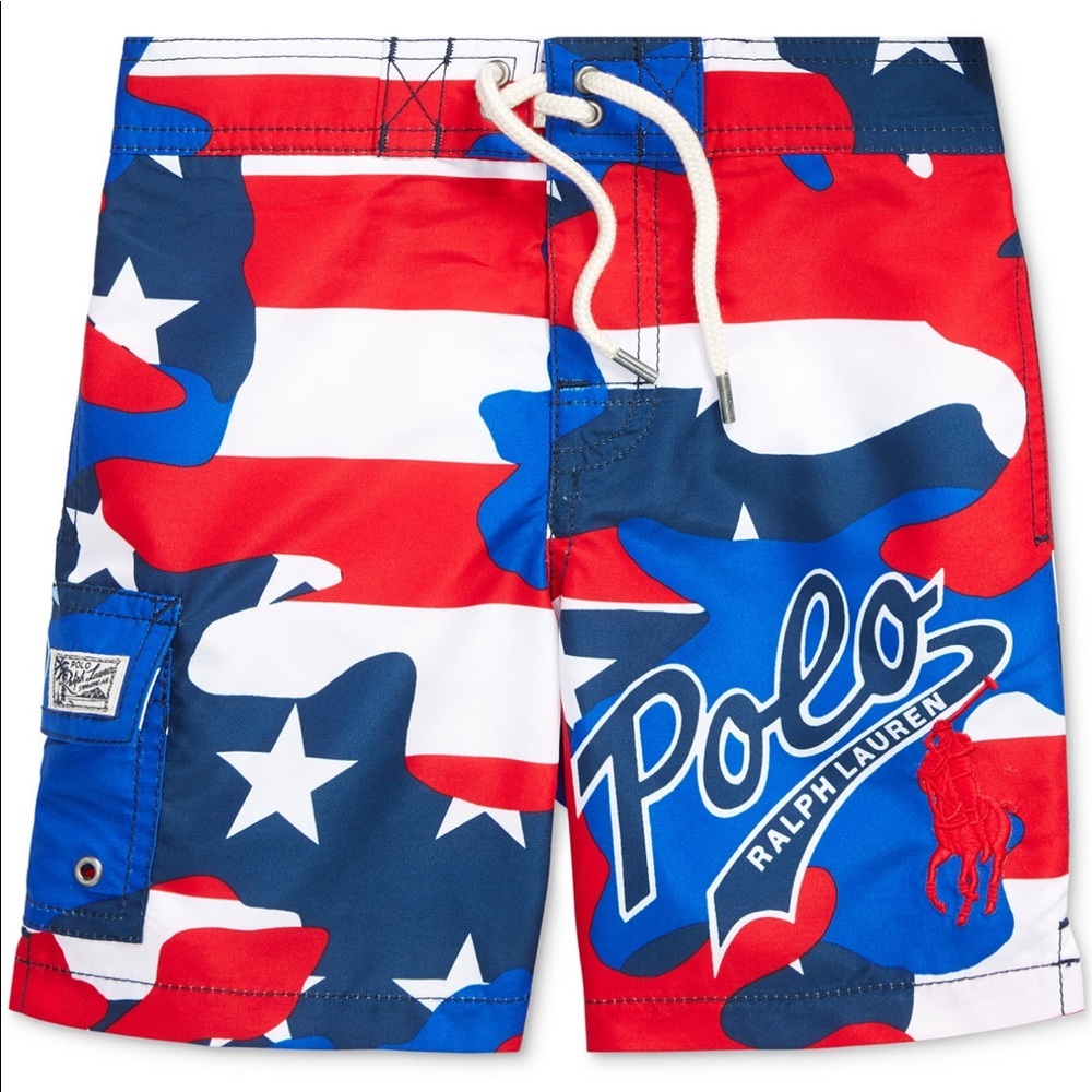 Polo Ralph Lauren Baby Boy Pony Camo Flags Swim